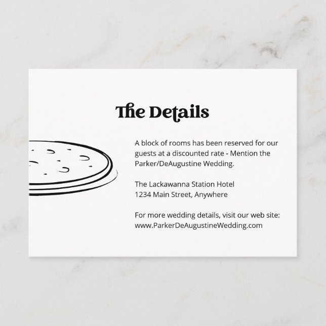 Informationskort för Pizza Bröllop Tilläggskort (Framsida)