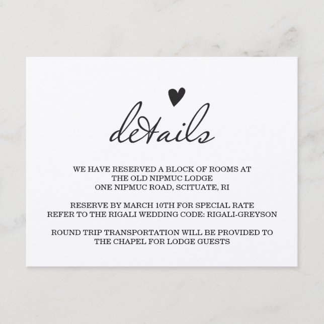 Informationskort för RUSTIC BRÖLLOP Tilläggskort (Framsida)