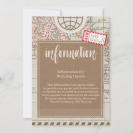 Informationskort för Rustic vintage resor Bröllop Inbjudningar