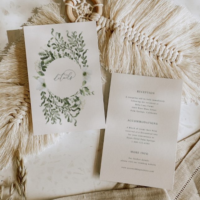 Informationskort för Sage Garden-bröllopsinformati Inbjudningar (Skapare uppladdad)