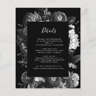 Informationskort för svart och vit Blommigt   Budg Flygblad