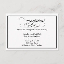 Informationskort för svartvitt bröllop tilläggskort