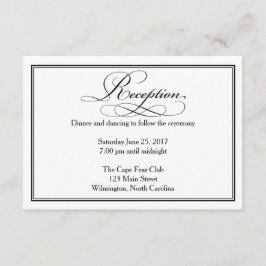 Informationskort för svartvitt bröllop tilläggskort