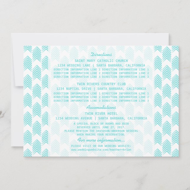 Informationskort för turkos-stampilar inbjudningar (Framsida)