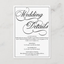 Informationskort för vit elegant Bröllop