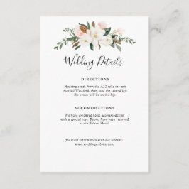 informationskort för vit magnolia och rosa blommig tilläggskort