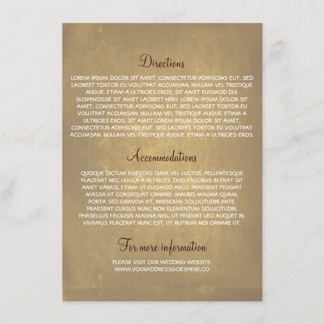 Informationskort från bröllop med eken träd tilläggskort (Framsida)