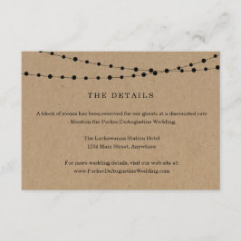 Informationskort med detaljer om strängljus tilläggskort