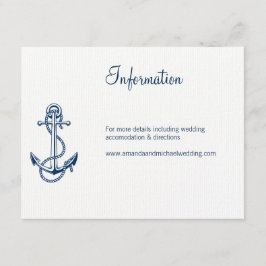 Informationskort Nautical Bröllop | Ankarblått Tilläggskort