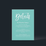 Informationskort | Skript för Mint-Grönt Inbjudningar<br><div class="desc">Ett kort med minimal Mint-Grönt och vit stil bröllop-information med framsida och baksida för att lägga till så många detaljer som du behöver för din bröllop-gäst.</div>