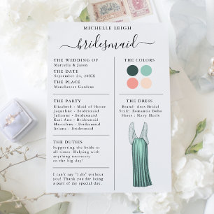 Informationskortsdetaljskalan för Bridesmaid, pers Inbjudningar