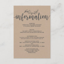 Informationsutrymme för Rustic Botanical bröllop