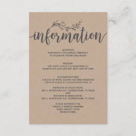 Informationsutrymme för Rustic Botanical bröllop Tilläggskort