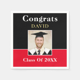 Informell gratulerar Grad Namn Photo Black Red Gul Pappersservett