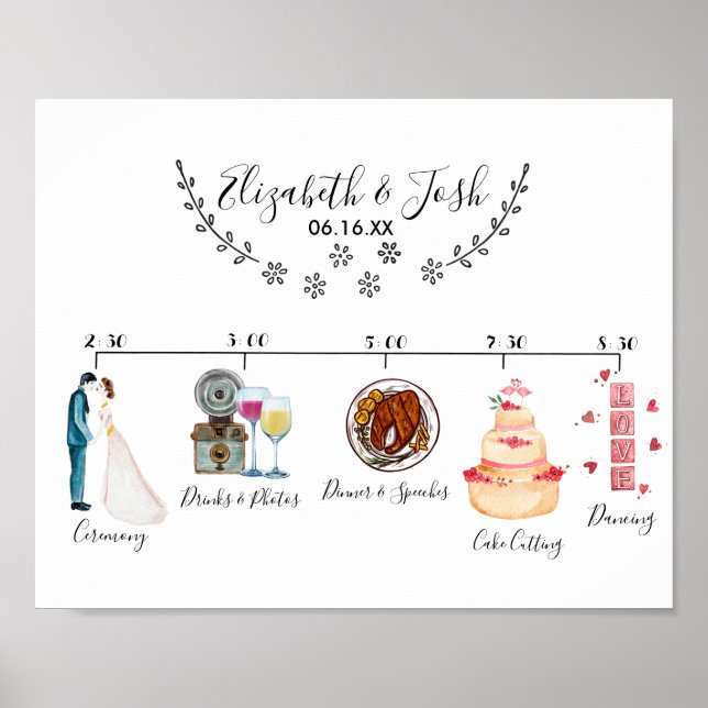 Informell välkomstsignatur för Bröllop-schema Poster (Framsidan)