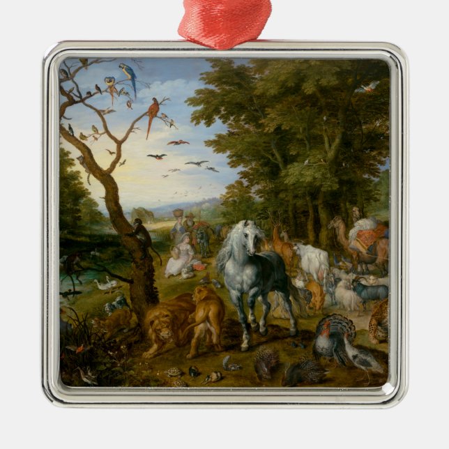Införsel av djuren till Noahs Ark (Brueghel) Julgransprydnad Metall (Framsidan)