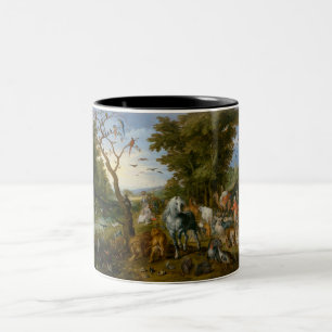 Införsel av djuren till Noahs Ark (Brueghel) Två-Tonad Mugg