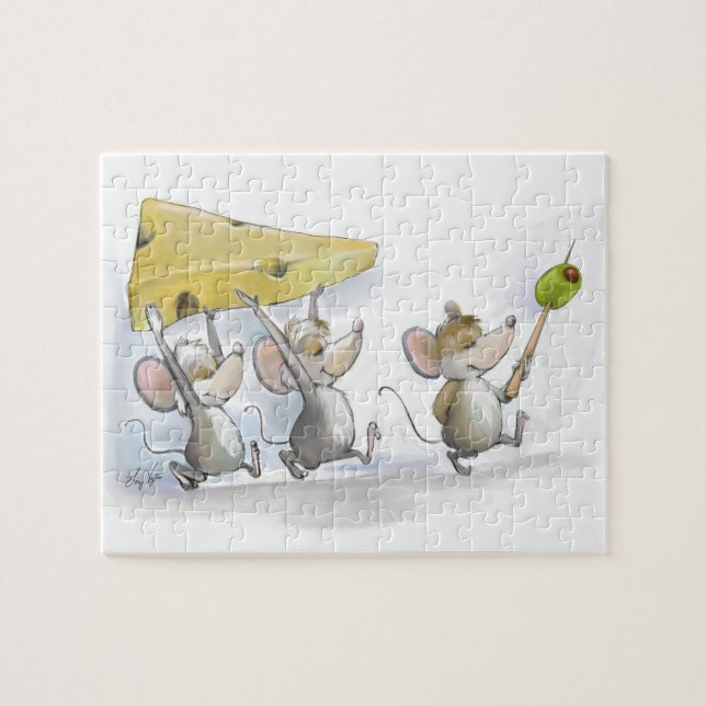 Införsel i ostmassan (med oliver) pussel (Horisontell)