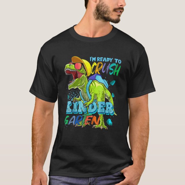 Införsel till Kindergarten Dinosaur t rex tillbaka Shirt (Framsida)