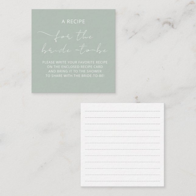 Införslutningskort "ETT RECEPT" för bröllopsdusche Tilläggskort (Fram/baksida)