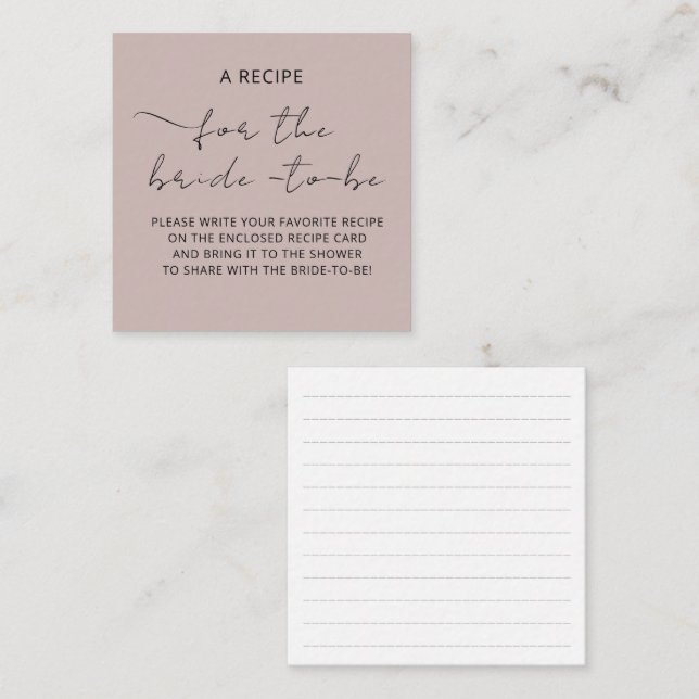 Införslutningskort "ETT RECEPT" för bröllopsdusche Tilläggskort (Fram/baksida)