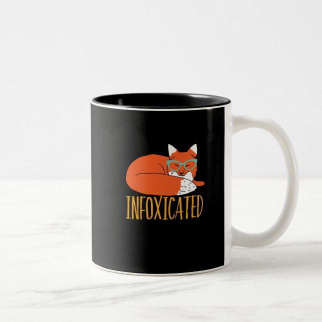 Infoxicated Funny Fox Pun Party Drunk och Slösat Två-Tonad Mugg (Höger)