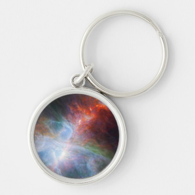 Infrared tänder i den Orion nebulaen Rund Silverfärgad Nyckelring (Framsidan)