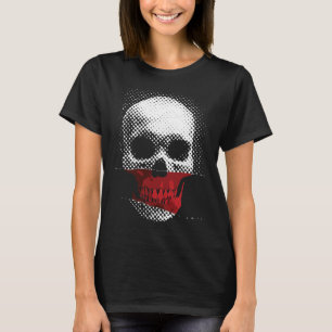 Infraröd Skalle: Prickig Design i Nyanser av Rött T Shirt