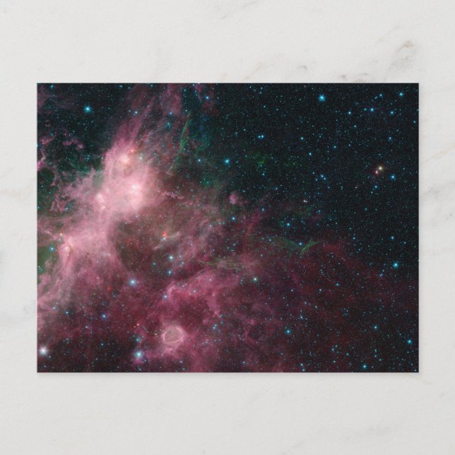 Infraröd vy som visar födelse och död av stjärnor vykort (Framsida)