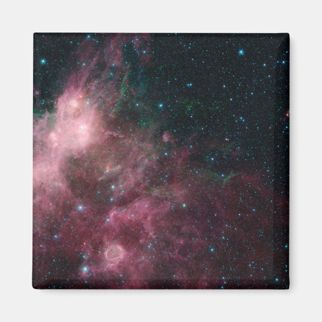 Infraröd vy som visar stjärnors födelse och död magnet (Framsidan)