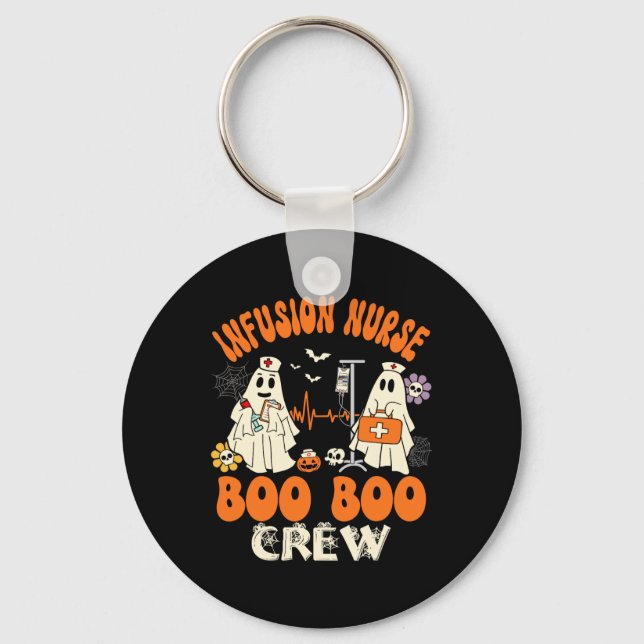 Infusion Nurse Boo Crew Halloween Nurse Ghost Cost Nyckelring (Framsida)
