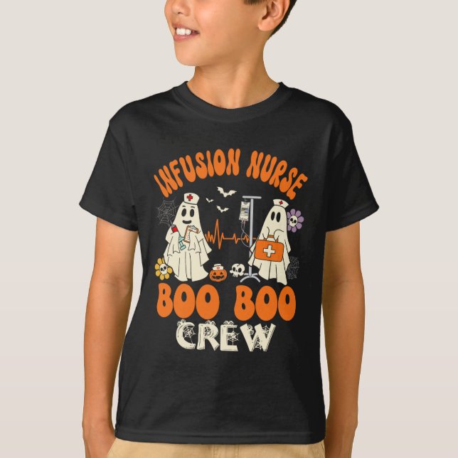 Infusion Nurse Boo Crew Halloween Nurse Ghost Cost T Shirt (Framsida)