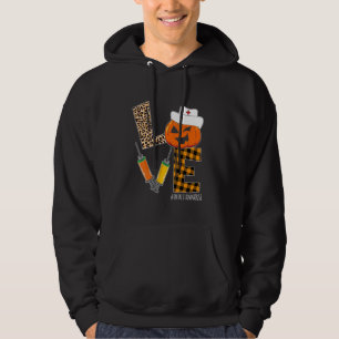 Infusion Nurse Halloween Pumpkin Leopard Kärlek Nu Hoodie
