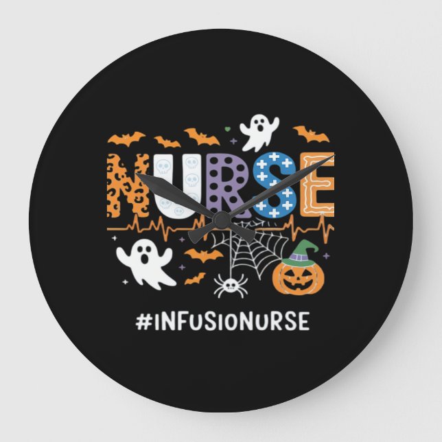 Infusionssjuksköterska Stethoscope Halloween Essen Stor Klocka (Framsida)