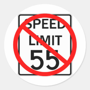 Inga 55 mph rusar begränsar undertecknar runt klistermärke