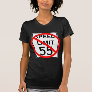 Inga 55 mph rusar begränsar undertecknar t shirt