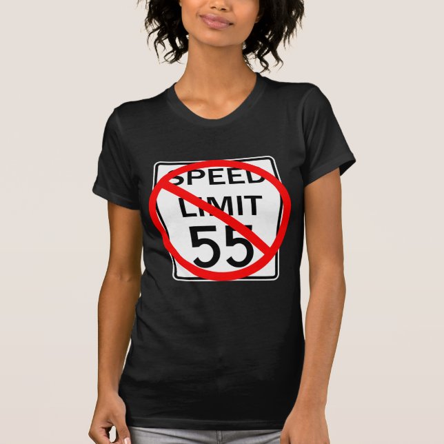Inga 55 mph rusar begränsar undertecknar t shirt (Framsida)