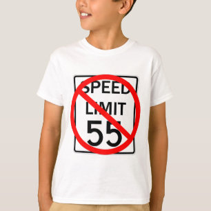 Inga 55 mph rusar begränsar undertecknar t shirt