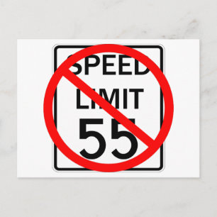 Inga 55 mph rusar begränsar undertecknar vykort