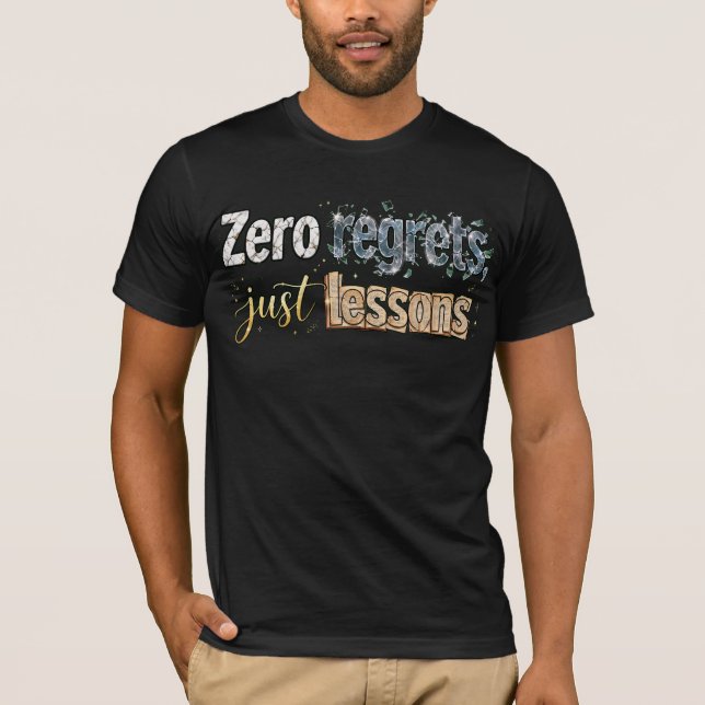 "Inga Ånger, Bara Lärdomar" Marmor, Söndertrasad G T Shirt (Framsida)