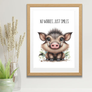 Inga bekymmer, bara Smiles - Baby Warthog Nursery Poster