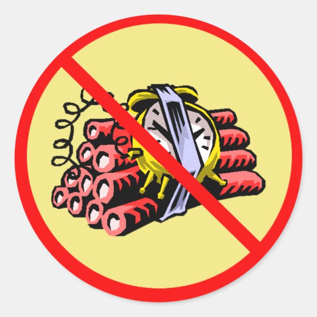 inga bomber runt klistermärke (Framsida)