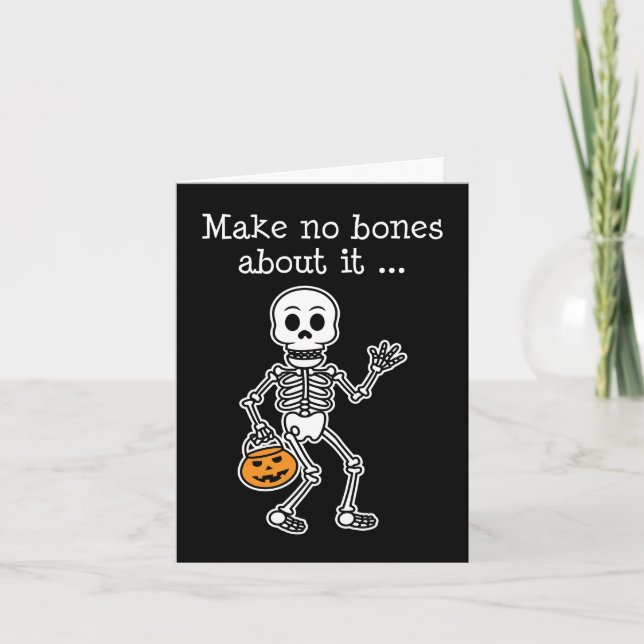 Inga Bones Skeleton Tecknad Halloween-Helgdag-kort Helgkort (Framsida)