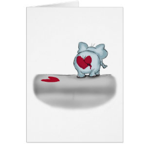 Inga buts om det - elefantända med hjärta hälsningskort