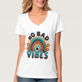 Inga dåliga vibbar. Retro regnbåge och ögon design T Shirt