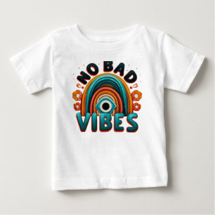Inga dåliga vibbar. Retro regnbåge och ögon design T Shirt