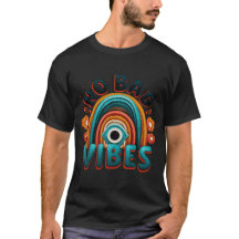 Inga dåliga vibrationer. Retro regnbåge och ögon d