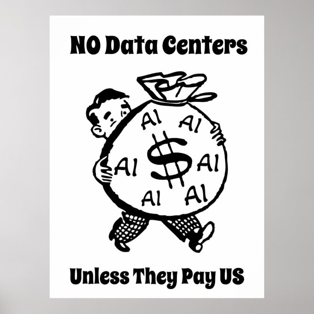 Inga datacenter om de inte betalar oss poster (Framsidan)