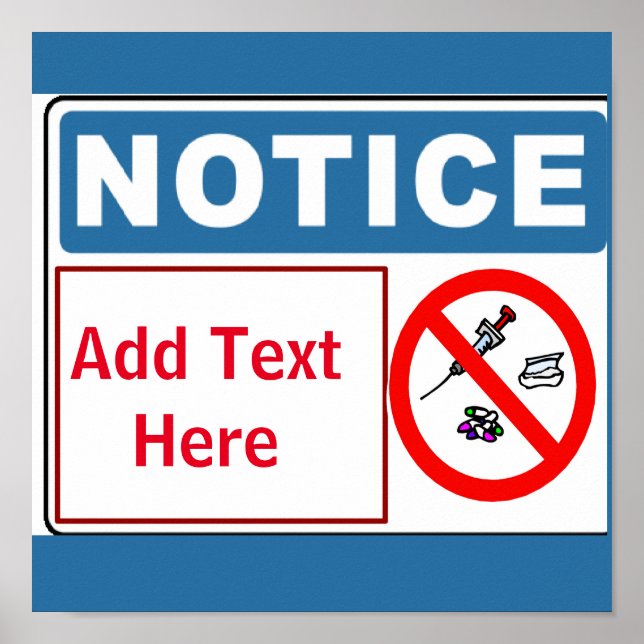 Inga droger på lokaler, lägg till text, signera poster (Framsidan)