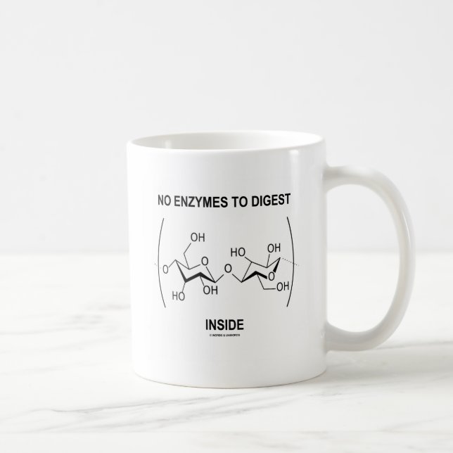 Inga enzym som smälter, insida (för cellulosa) kaffemugg (Höger)